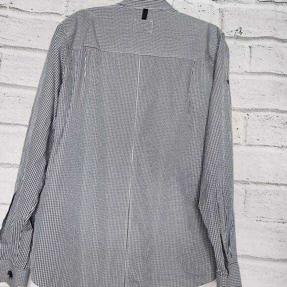 EDUN Mens Black White Gingham Collared Cotton Long Sleeve Button Up Shirt XL - Picture 9 of 12